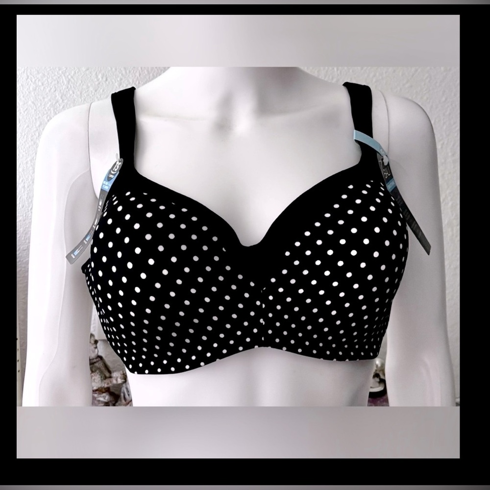 Bali Intimates Bra smoothing balconette in polka dot black & white Size 40C NWT